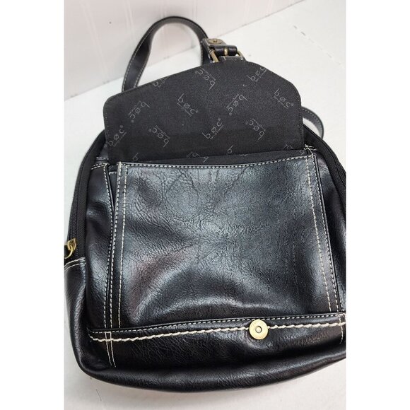 B.O.C. Black Faux Leather Mini Backpack Purse With Adjustable Straps & Gold Acce - Picture 8 of 15